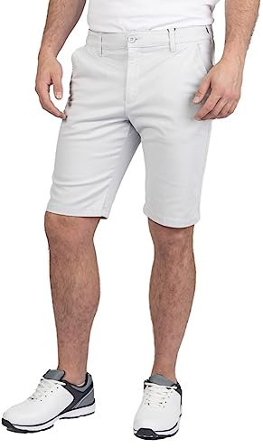 Island GREEN Men’s Cotton-Stretch Gripper Waist Shorts, Light Grey, 38W