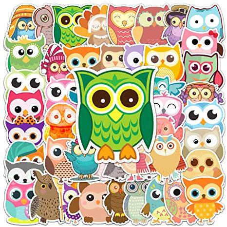 AUCEKO 50 Stück Eule Aufkleber Pack Eule Sticker Set wasserdichte Vinyl Sticker für Laptop Kinder Autos Motorrad Fahrrad Skateboard Gepäck Koffer Computer Aufkleber Graffiti Decal