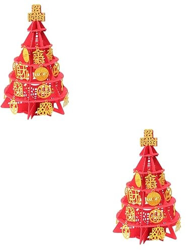 Garneck 2 STK Glücksbaum-skulptur Roter Geldbaum Wohlstandsbaum Chinesische Neujahrsdekorationen Wohnkultur Feng-Shui-Baum Bonsai-geldbaum Statue Lieferungen Für Das Frühlingsfest Haushalt