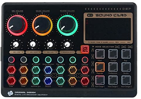 ELGADO Table De Mixage Audio Professionnelle, X6 Mini Carte Son Externe en Direct Mini Carte De Mixage De Son pour La Diffusion en Direct De Musique Enregistrement Karaoké Chant