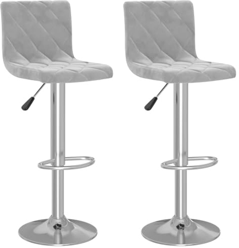 vidaXL Barhocker 2 STK. Hellgrau Samt