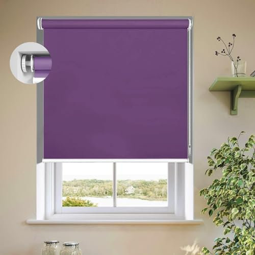 Verdunkelungsrollo Klemmfix 85 x 60 cm Blickdicht Sichtschutz Sonnenschutz Fensterdecor Sichtschutz-Rollo Inkl Montage-Teile, für Wohnzimmer, Schlafzimmer, Lila