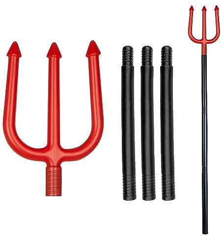 Devil Pitchfork Prop, 110cm Pitchfork with Adjustable Handle Evil Demon Pitch Fork Halloween Fancy Dress Accessory for Adults