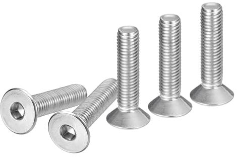 DTGN Viti Testa Cilindrica Esagonale M10-1.5 x 45mm, 10Pz in Acciaio Inossidabile 304, Viti Testa Piatta Esagonale con Filettatura Completa, Bulloni Svasati