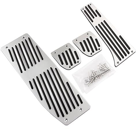 Ashild Auto Pedale für BM-W X1 E30 E36 E39 E46 E87 E90 E91 E92 E93 M3, Edelstahl Bremse Fußpedal Gaspedal Bremspedal Rest Pedal Pedalkappen Dekoration Zubehör,B/Silver 4PCS Manual