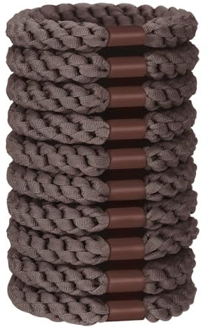 JessLab Haargummiset, 10 Stück Weiche Elastische Haargummis für Frauen Kein Schaden Elastische Haargummis Pferdeschwanz Halter Stretchige Haarbänder Stirnband Zubehör für Mädchen Damen, Dunkler Kaffee