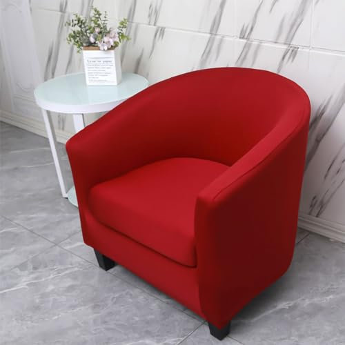 Surwin Sesselbezug Sesselschoner mit Elastisch Stretch Husse, Einfarbig Sesselüberwurf Universal Chair Schonbezug Sofabezug für Clubsessel Lounge, Cocktailsessel (Rot,One Size)