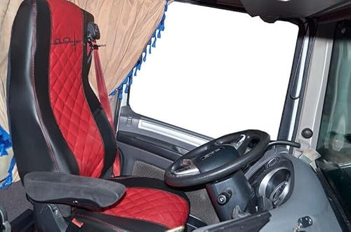 LKW-Sitzbezüge, kompatibel mit DAF XF 106, CF Euro 6, Rot/Schwarz