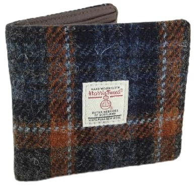 Glen Appin Harris Tweed Bi-fold Wallet LB2007 (Colour 127 Grey with Rust Check)