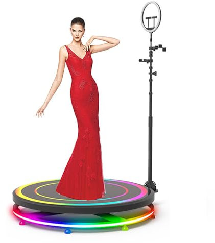GCZQYAM 360 Camera Booth Machine for Parties, with RGB Ring Light, Remote/Smart Scaling, Photo Video 360° rotationSelfie Platform