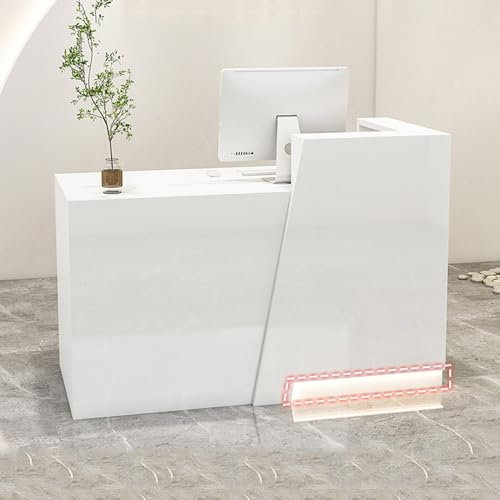 YVYKFZD Empfangstheke mit Theke, platzsparender Rezeptionstheken, stehender Empfangstresen mit abschließbaren Schubladen, Rezeption Kassentisch für Büros(Left high 7,55.1x23.6x40.1)