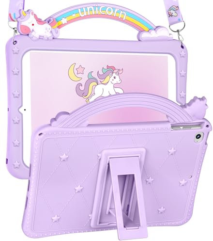 Phonebliss for iPad Mini 4/5 Case 7.9 Inch - Girls Women Cute Cover with Stand & Strap Girly Kawaii Unique Teens Cartoon 3D Design Silicone Funda for iPad Mini 5th/4th Generation (2019/2015), Purple