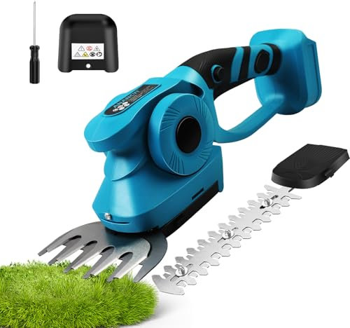 Anancyi Akku Gras- und Strauchschere,elektrisch Gartenschere 2-in-1 mit Sicherheitsleitblechen,Kompatibel mit Makita 18V,Handheld Gartenschere Heckenschere für Garten,Zaun,Gartenarbeit(Ohne Akku)