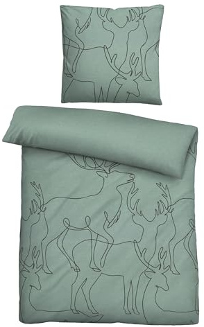 biberna Melange-Flanell Bettwäsche 0840517 Hirsch
