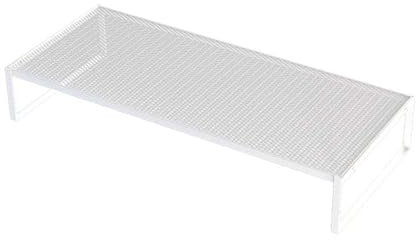 ZYFAB Metall Schreibtisch monitorständer Riser Mesh Schreibtisch Organizer Save Space Bildschirmständer für Laptop Computer iMac Küche Storage Rack,Weiß,8cm