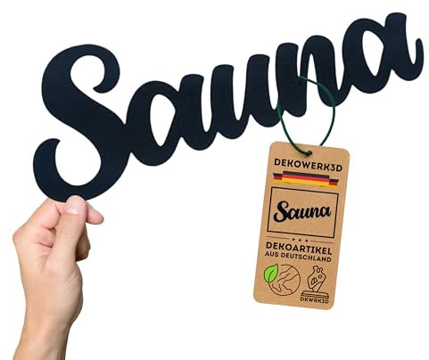 Sauna Türschild klebend - Kunststoff Wanddeko - Wellness Oase Schild - Spa Welt Dekoration Schriftzug - Entspannung - Saunaraum Zubehör Relax Wanddeko - Chill lounge Wichtel Geschenk (L)