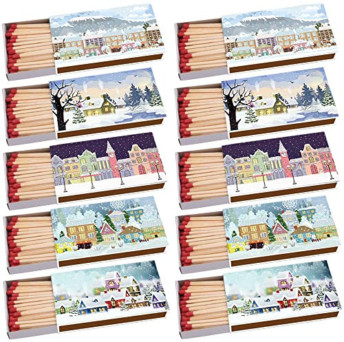 Kaminhölzer Winterdorf Kaminstreichholz Zigarrenhölzer Pfeifenhölzer 100mm Streichhölzer Kaminanzünder Zündhölzer Zigarre Pfeife Kamin Grill Kerze Grillanzünder Lange Brenndauer (10 Packungen)