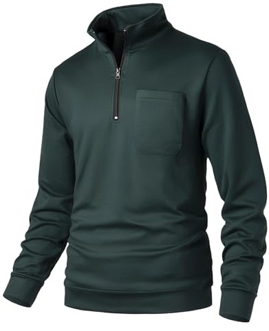 Sungerdasa Felpa in Pile da Uomo con Mezza Zip Maglie Senza Cappuccio da Lavoro 1/4 Cerniera Caldo Lunghe Micropile Felpata