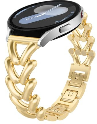 KeHowy 20mm Metall Armband für Samsung Galaxy Watch 7/6/5/4 40,44mm/Watch 6 Classic 43,47mm/Watch 5 Pro 45mm/Watch 4 Classic 42,46mm, Damen Edelstahl Ersatzarmband für Galaxy Watch 42mm - Gold
