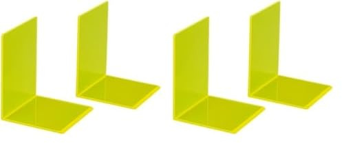 MAUL Buchstütze aus Acryl (4er Pack) 10x10x13cm | Bücherhalter, Organzier für Kinder, Bücher, Büro, Regal | Bücherstütze im stilvollen Acryl Design | möbelschonender Buchhalter | Gelb
