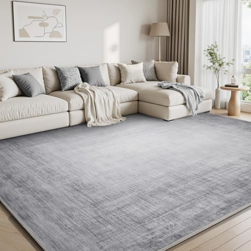 SIXHOME Abstrakte Teppich Wohnzimmer 90 * 150cm, Waschbare Teppich Schlafzimmer mit Rutschfester Unterlage und Dauerhafter Randeinfassung, Weich Carpet Minimalistischer, Grau