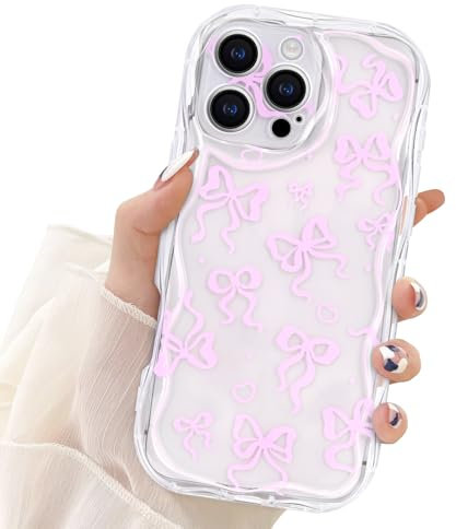 Newseego Custodia per iPhone 16 Pro Max, Carino Archi Duro Sottile Silicone Telefono Cover per le Ragazze con Labbra Alzati Fotocamera e Protezione dello Schermo Design per iPhone 16 Pro Max-Rosa