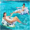 QuFrotty Large Inflatable Floating Pool Lounge Chair Floats 2-Pack for Adults, Summer Pool Floats with Cup Holders, Headrest & Armrests, Premium Swimming Pool & Beach Accessories (Green + Blue)