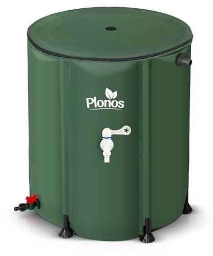 Plonos Botte antipioggia 200 l con rubinetto in PVC resistente ai raggi UV, 70 x 60 cm, verde