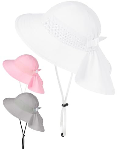 Becellen Bob Chapeau de Soleil Bébé Enfants Chapeau à Bord Large Anti UV Respirant Casquette Protège Nuque Chapeaux de Seau Plage Été pour Garçons et Filles