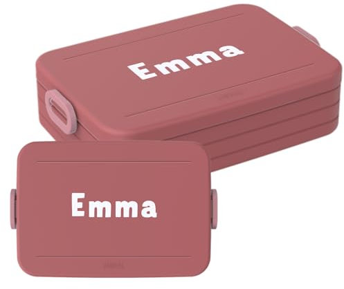 Mepal Brotdose mit Namen To Go - Personalisierte Lunchbox - Für 4 Sandwiches oder 8 Brotscheiben - Brotbox Erwachsene - BPA-frei & Spülmaschinenfest - 1500 ml - Large - Vivid mauve