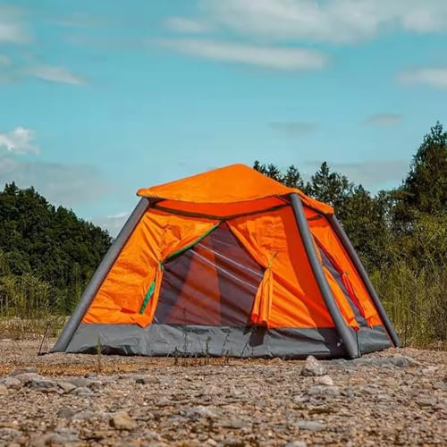 Outdoor Aufblasbares Zelt Camping Zelt Automatisch Wasserdicht 2 3 4 Personen Outdoor Luft Aufblasbares Zelt mit Luftpumpe und Tragetasche Faltbare Hauszelte für Faltfischen Winter Sommer Tourismus