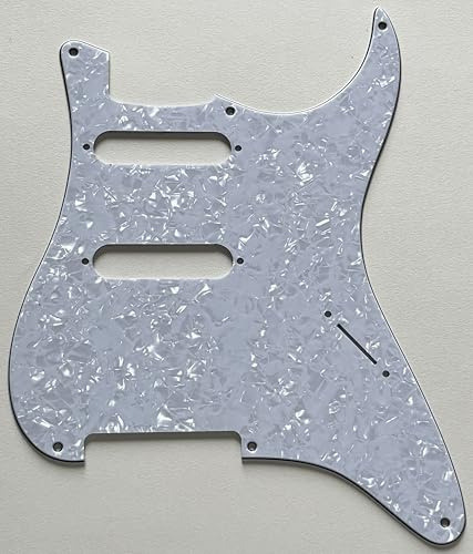 Pickguard Fits Stratocaster No Pots With 6 Screw Hole Style Guitar (4 Ply White Pearl)