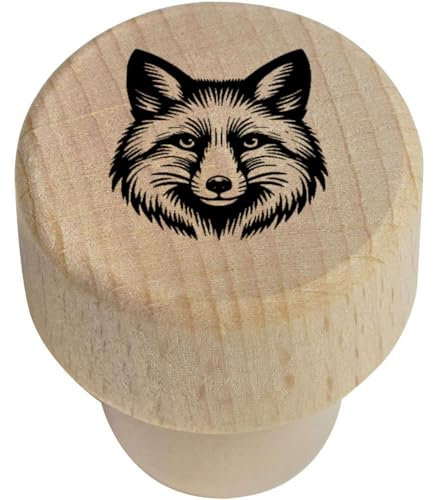 19mm 'Crafty Fox' Wooden Bottle Stopper/Cork (BS00031954)