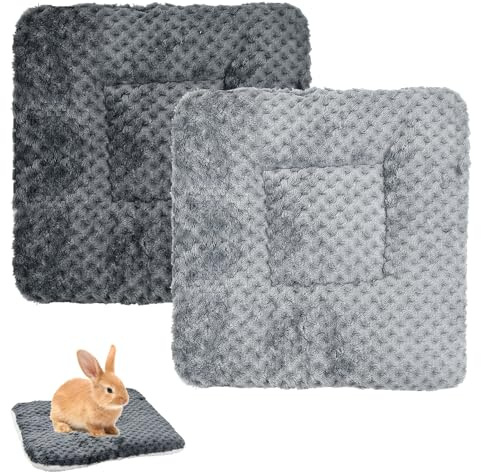 Ziyonix 2 Stück Kaninchen Bett Kleintier-Bettmatte Kleintier Plüschbett Haustierunterlage Flauschige Welpendecke Warme Meerschweinchen Decke Matte für Kaninchen Kätzchen Chinchilla Hamster 30×30cm