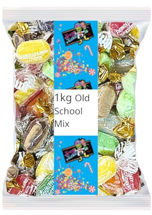 Old School 1kg Hard Boiled Sweets Mix – Wrapped Retro Favourites – Sherbet Fruits, Chocolate Limes, Aniseed Drops, Humbugs & More – Bulk Candy for Gifts, Parties & Sweet Jars