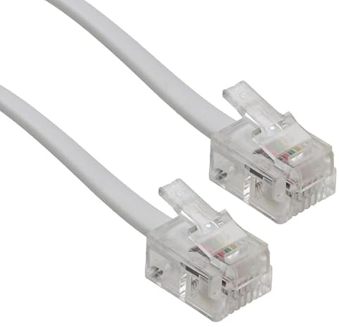 RJ11 to RJ11 ADSL Broadband Modem Cable, Phone Socket to Router Connection, White (10M)