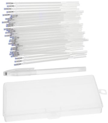 Tofficu 1 juego Bolígrafos Borrables de Calor para Tela Tinta Blanca de Alta Temperatura para Sastrería y Confección de Ropa Incluye Recambios y Caja de Almacenamiento Marcadores de Tela