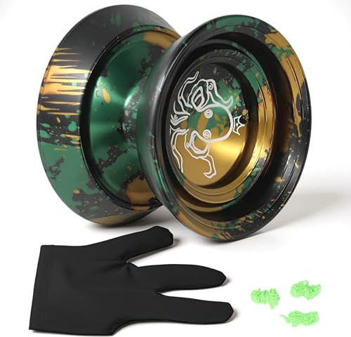 BONKZEBU YoYo Ball Unresponsive Aluminium Legierung Advanced Fade Free Exquisite für Wettbewerb mit Handschuh 3pcs Saiten, Unresponsive YoYo (Schwarzes Gold)