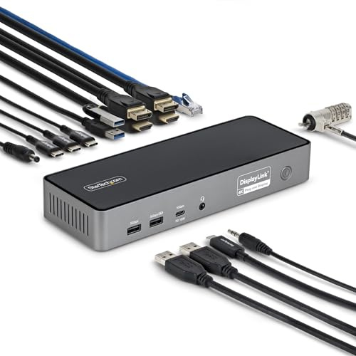 StarTech Triple 4K 60Hz USB-C Dock for MacBook & Windows, 2.5GbE | DisplayLink, multi-gig 2.5GbE, jumbo frames, PXE boot, Wake-on-LAN, VESA mount, for IT-managed deployments