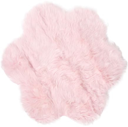Homoyoyo Plüsch Teppich Blumenform Flauschiger Teppich mit Blütenblatt Design Rosa Dekorative Bodenmatte für Mädchenzimmer Schlafzimmer Bettvorleger Weich Warm und Gemütlich