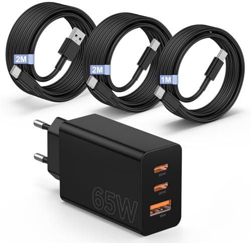 65W USB C Ladegerät für Samsung Galaxy S26/25 Ultra,3Ports Schnellladegerät USB mit Ladekabel 2M für Galaxy S26/25 S24 23 Ultra/S22/S21,USB C Mehrfach Netzteil für MacBook Air Pro Neo M5/M4/M3/M2/M1