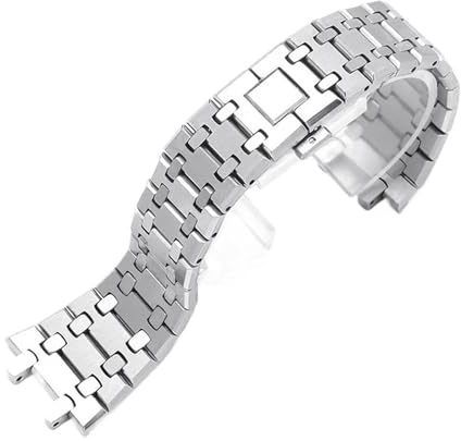 PCCWBCPJC 316 Edelstahl-Uhrenarmband, kompatibel mit AP 15400 Audemars Piguet Royal Oak GA2100 2110 Armband Herren Silber wasserdichtes Armband 26 mm