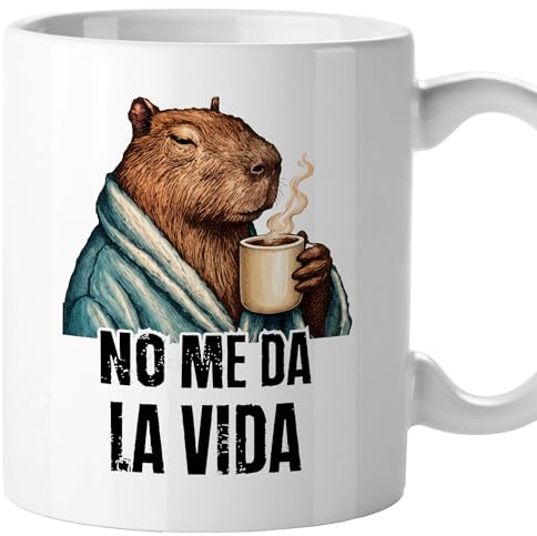 Tazas originales para regalar, Taza divertida con frases y mensaje gracioso, Detalles para compañeras de trabajo, Amigo invisible, Funny mug, Cerámica 330 mL (No me da la vida)