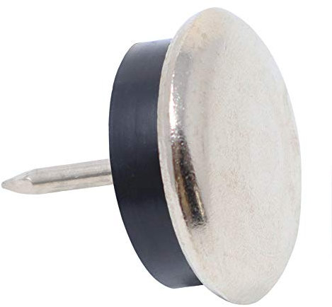 Adsamm® / 16 x patins glisseurs en métal avec amortisseur et clou / argentés / Ø 25 mm / rond / pieds glisseurs en métal et gomme à clou pour meubles
