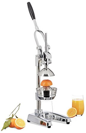 Relaxdays Zitronenpresse Premium Z8, manuelle Orangenpresse, Entsafter ohne Strom, professionelle Zitruspresse, silber