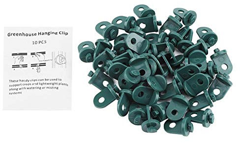 50 Stück Gewächshaus-Clips zum Aufhängen von Rankenkulturen, Körben, Blumentöpfen, Blumengarten, Befestigungsset aus Kunststoff (grün)