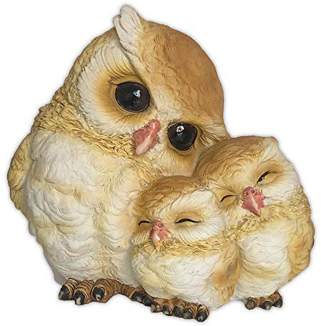 Objectz Niedliche süße kleine Eulenfamilie Deko Figur Sammelfigur - Gartendeko Eule … (Beige)