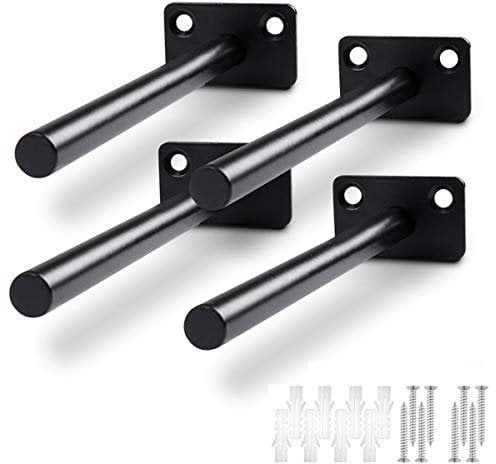 4Pcs 6 pouces supports de tablette flottante, support de tablette en bois mural invisible dissimulé, avec vis d'installation