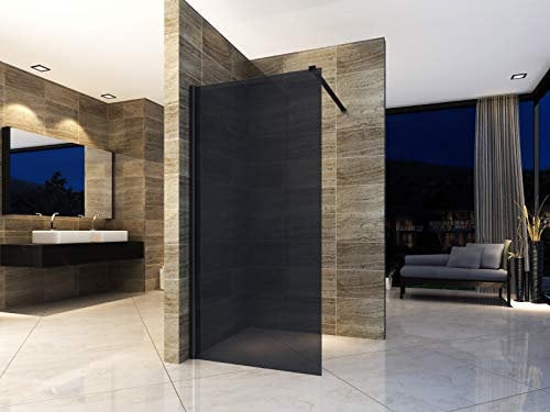 Aloni Eco Walk- Pannello doccia in vetro fumé nero, 80 x 200 mm, 8 mm