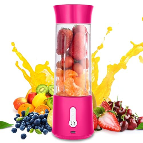 Liphier Tragbarer Mixer für Smoothies & Shakes - USB Wiederaufladbarer 500ml Personal Mini Size Blender mit starker Leistung für gemischte Saft Shakes & Smoothie Geeignet für Home|Office|Camping.